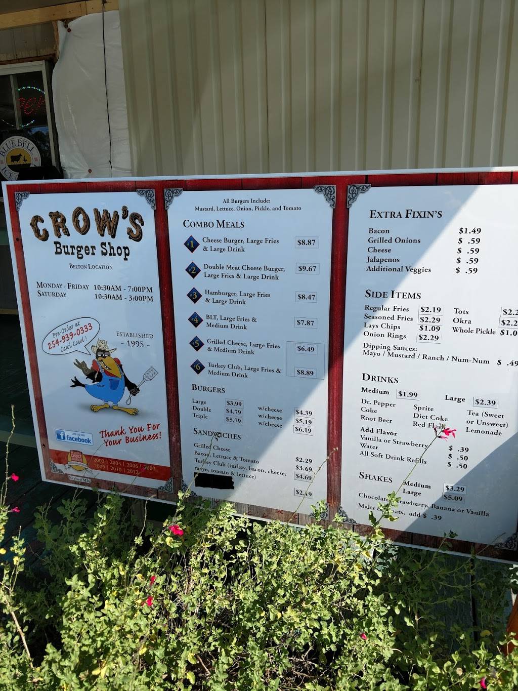 Crows Burger Shop | restaurant | 613 Waco Rd, Belton, TX 76513, USA | 2549390333 OR +1 254-939-0333