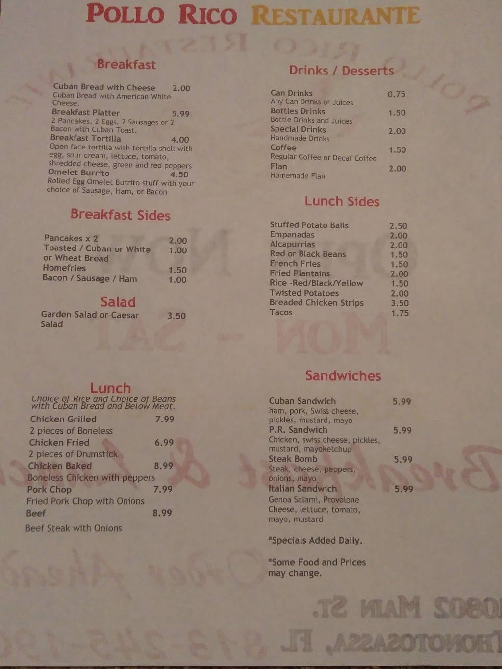 Pollo Rico Restaurante | restaurant | 10802 Main St Suite D, Thonotosassa, FL 33592, USA | 8133307652 OR +1 813-330-7652