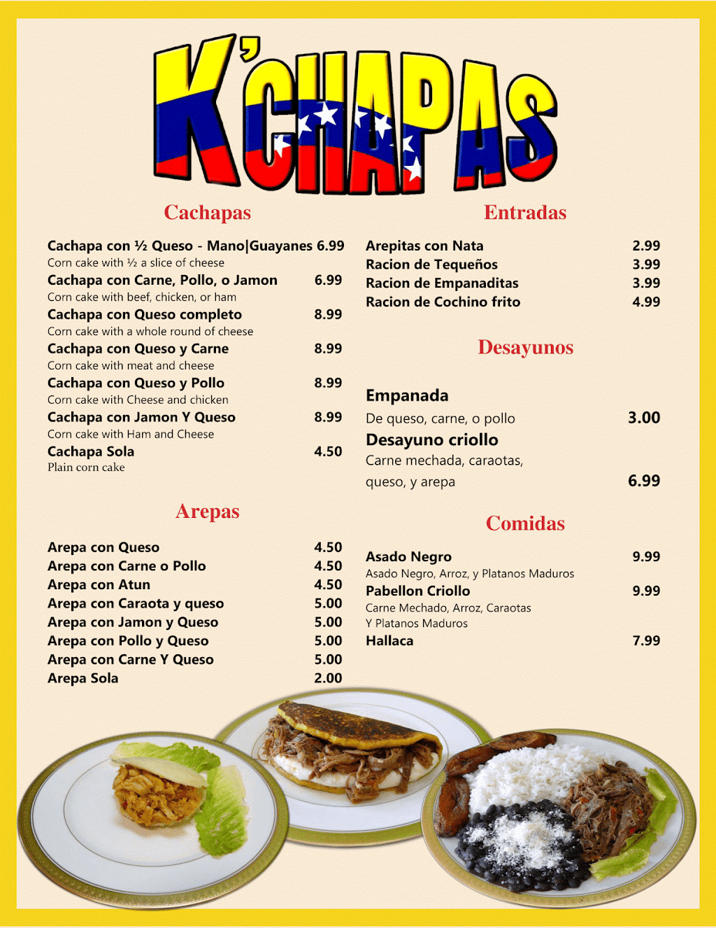 KChapas | restaurant | 5209 NW 79th Ave, Doral, FL 33166, USA | 3055927689 OR +1 305-592-7689