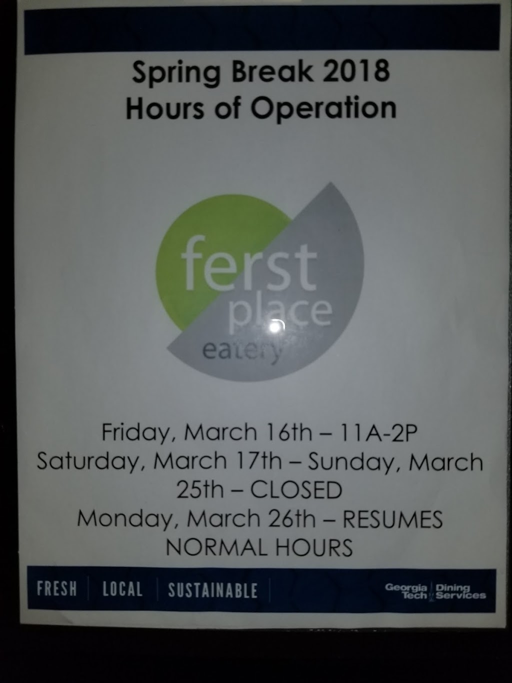 Ferst Place | restaurant | 350 Ferst Dr NW, Atlanta, GA 30313, USA | 4048942383 OR +1 404-894-2383