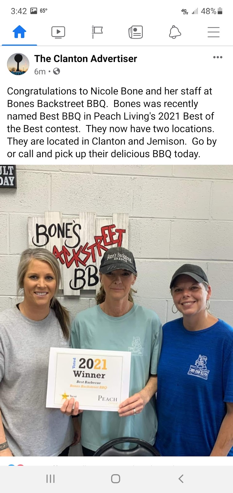 Bones Backstreet BBQ Jemison | restaurant | 12784 Co Rd 42 W, Jemison, AL 35085, USA | 2053514138 OR +1 205-351-4138