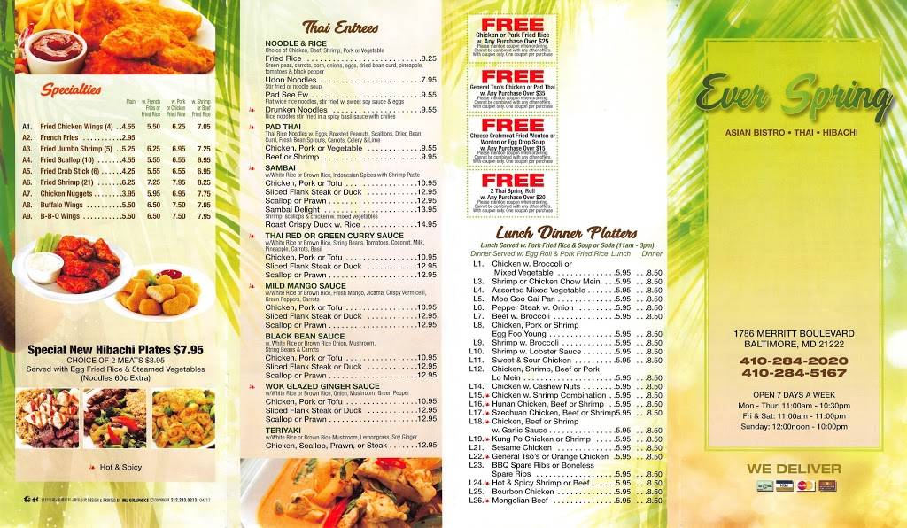 Ever Spring | restaurant | 1786 Merritt Blvd, Dundalk, MD 21222, USA | 4102845167 OR +1 410-284-5167