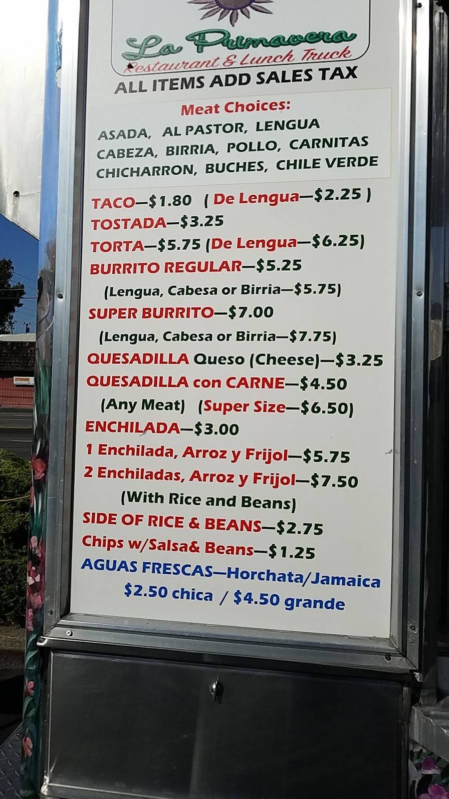 Tacos La Primavera food truck | restaurant | 3550 Pacheco Blvd, Martinez, CA 94553, USA | 9258130116 OR +1 925-813-0116