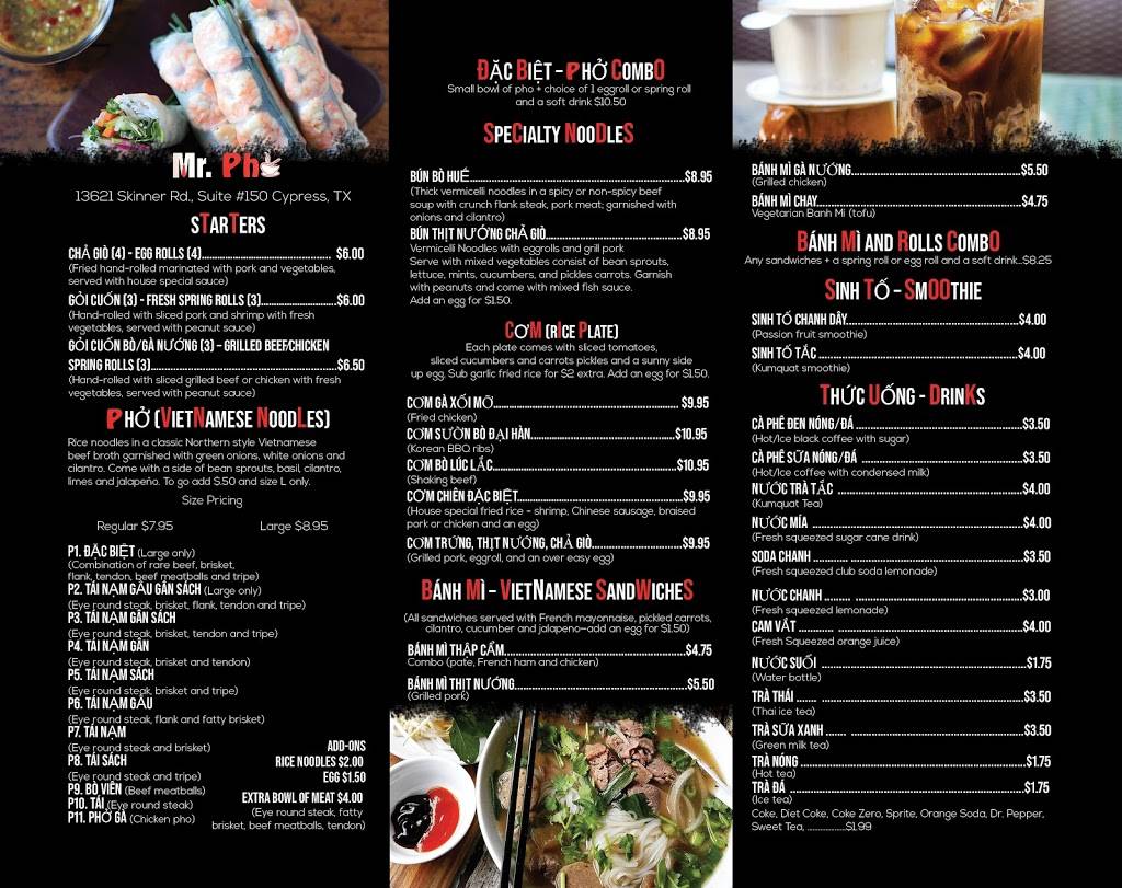 Mr Pho | restaurant | 13621 Skinner Rd Ste 150, Cypress, TX 77429, USA | 2812460161 OR +1 281-246-0161