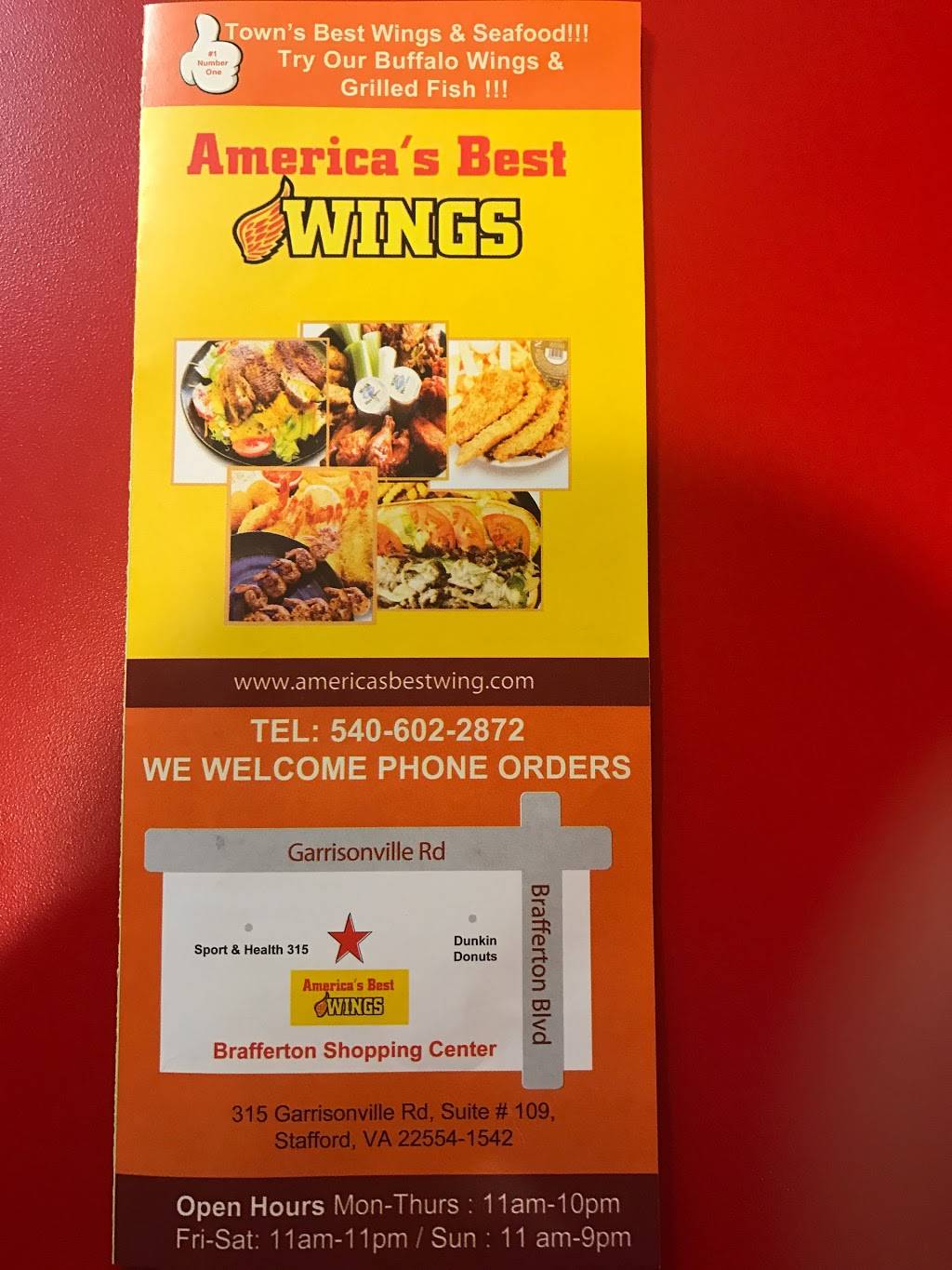 Americas Best Wings | restaurant | 315 Garrisonville Rd #109, Stafford, VA 22554, USA | 5406022872 OR +1 540-602-2872