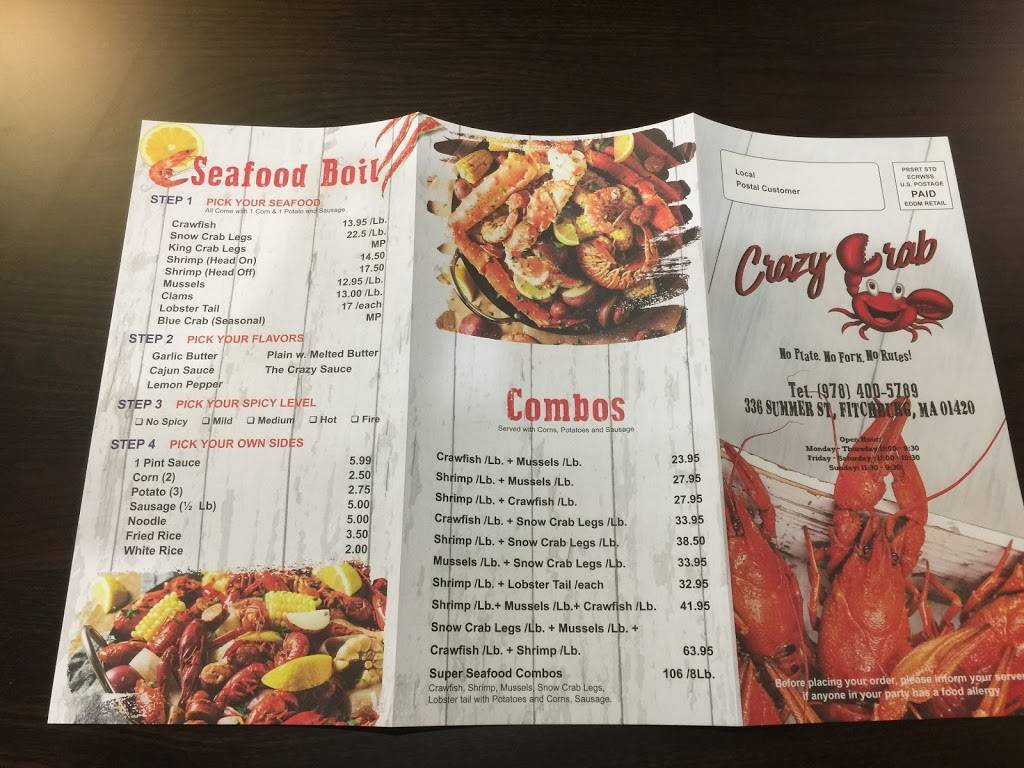 Crazy Crab | restaurant | 336 Summer St, Fitchburg, MA 01420, USA | 9784005789 OR +1 978-400-5789