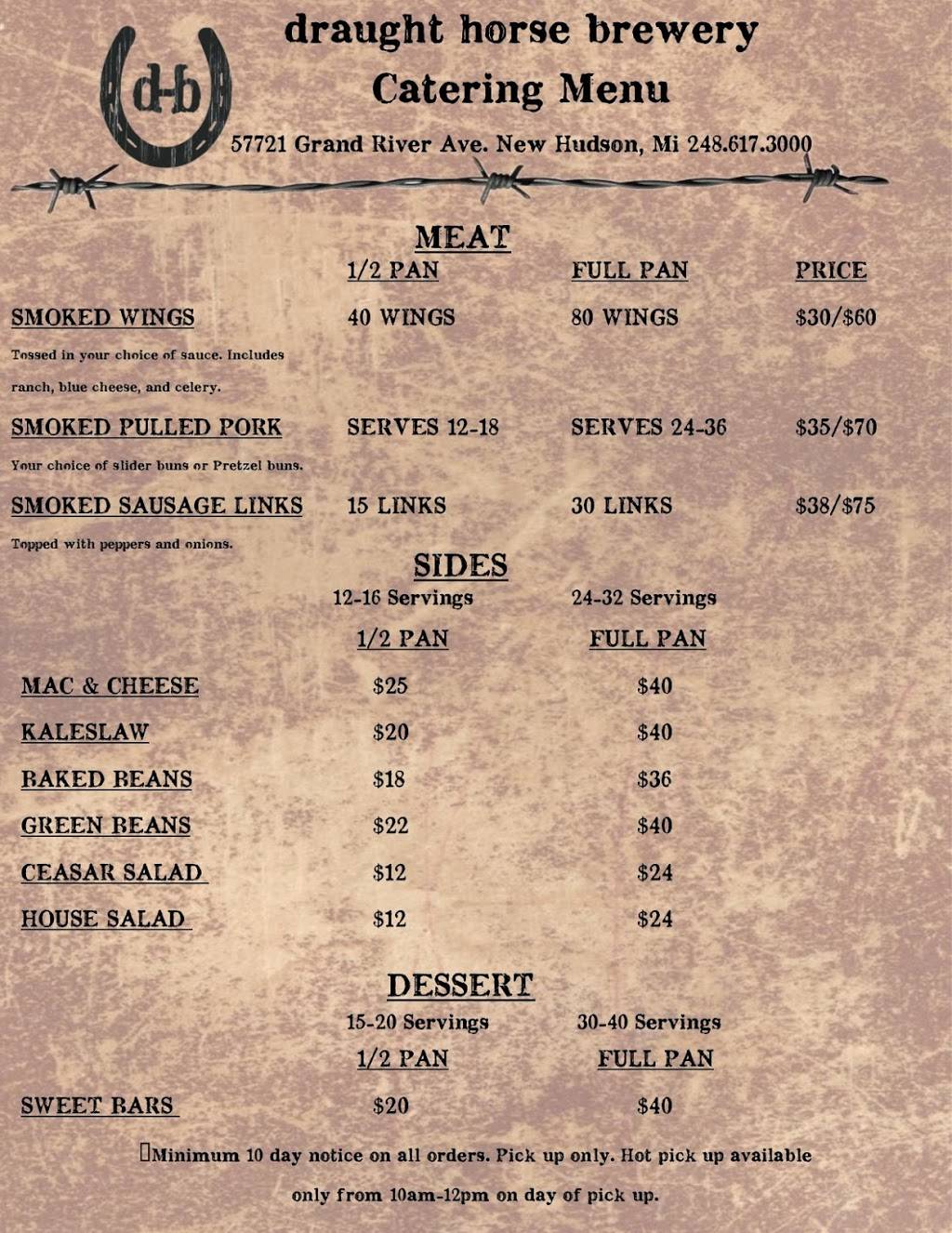 Draught Horse Brewery | restaurant | 57721 Grand River Ave, New Hudson, MI 48165, USA | 2486173000 OR +1 248-617-3000