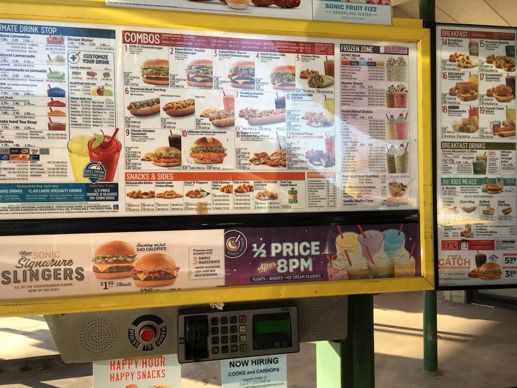 Sonic Drive-In | restaurant | 301 University Dr, Fort Worth, TX 76107, USA | 8173322941 OR +1 817-332-2941