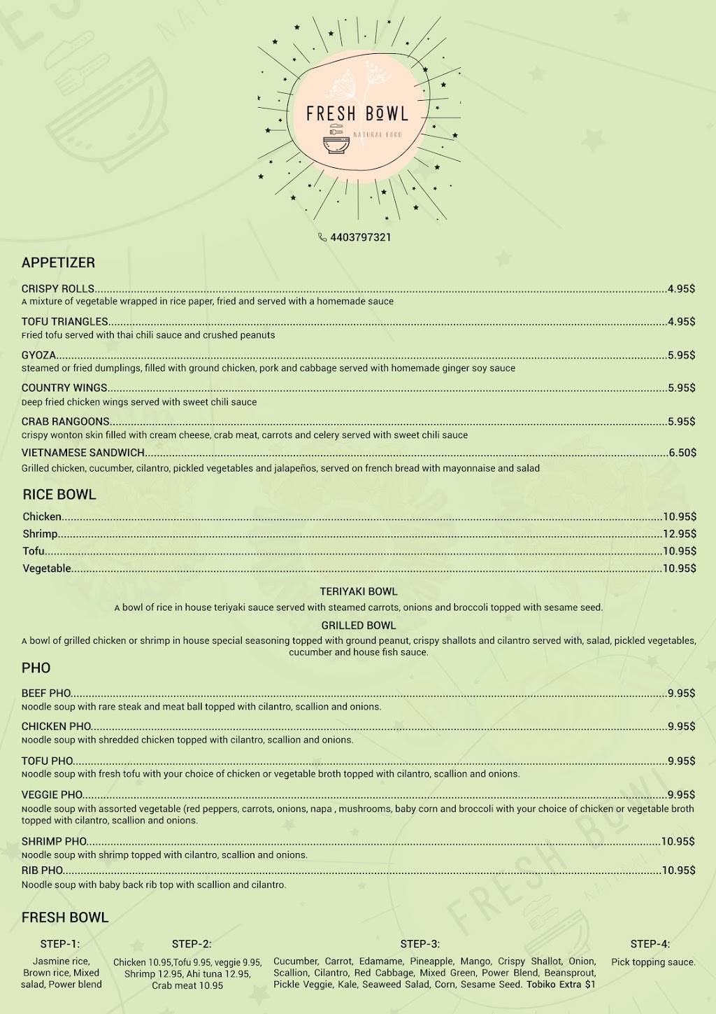 Fresh bowl | restaurant | 9183 B Chillicothe Rd, Kirtland, OH 44094, USA | 4403797321 OR +1 440-379-7321