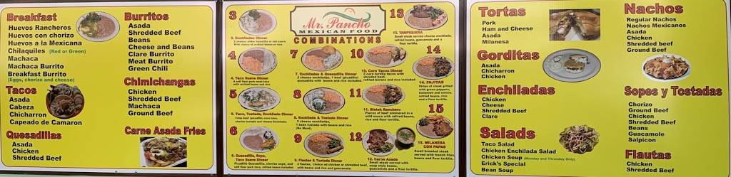 Mr. Pancho Mexican Food | restaurant | 1040 E Main St, Mesa, AZ 85203, USA | 4806496033 OR +1 480-649-6033