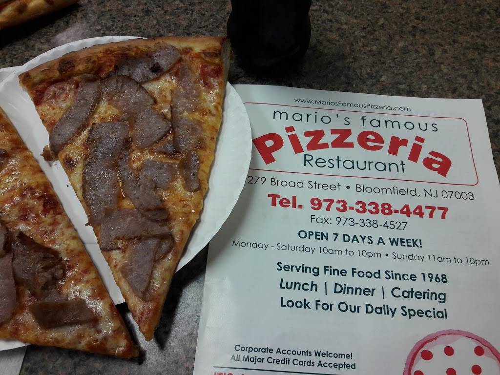 Marios Famous Pizzeria | restaurant | 1279 Broad St, Bloomfield, NJ 07003, USA | 9733384477 OR +1 973-338-4477