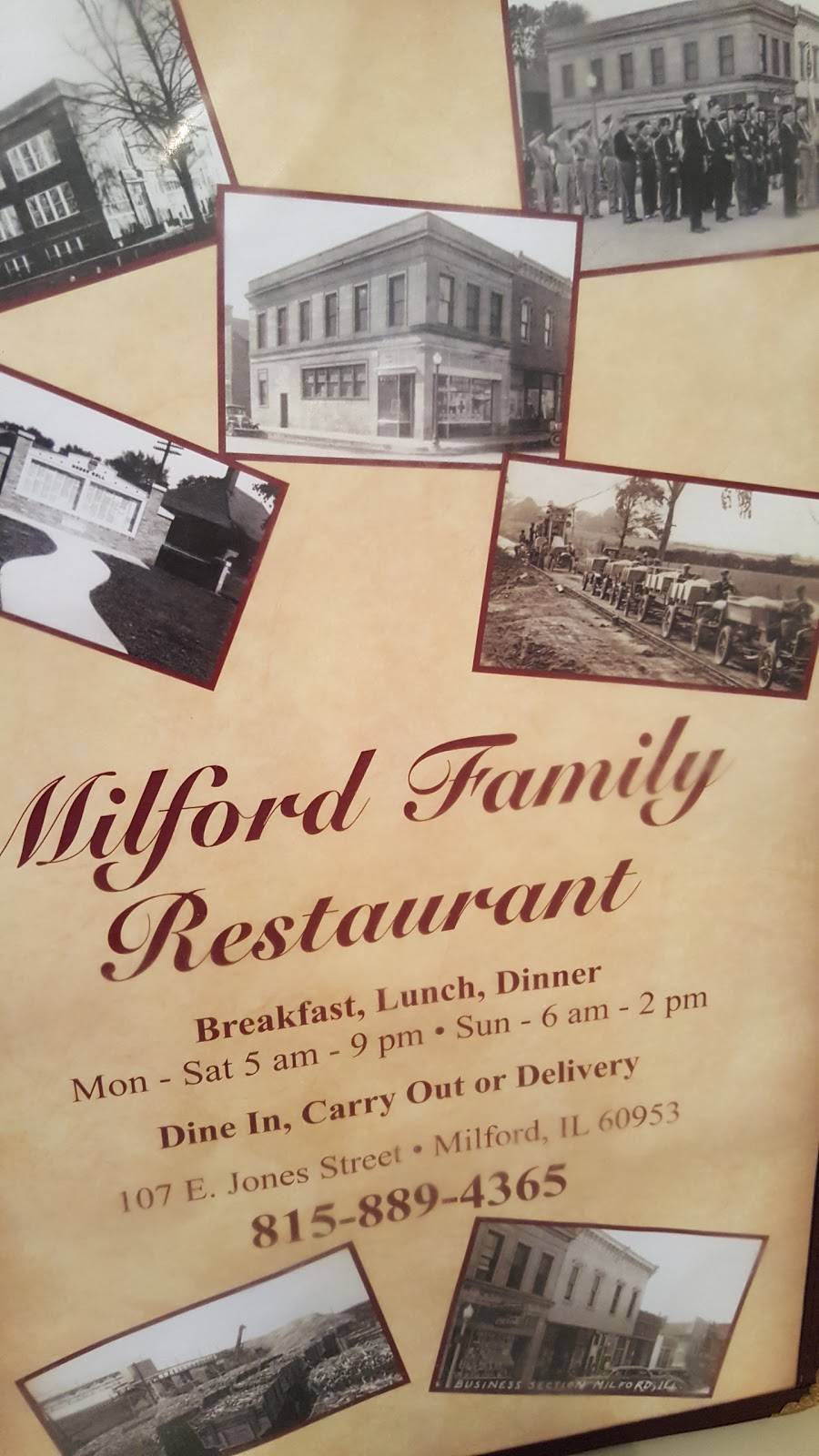 Milford Family Restaurant | restaurant | 107 E Jones St, Milford, IL 60953, USA | 8158894365 OR +1 815-889-4365