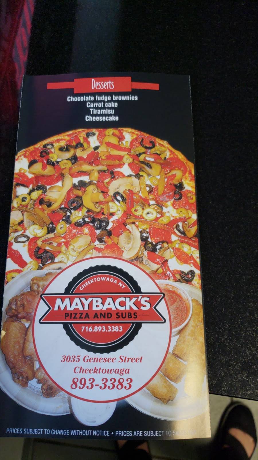 Maybacks Pizzeria | restaurant | 3035 Genesee St #7, Buffalo, NY 14225, USA | 7168933383 OR +1 716-893-3383