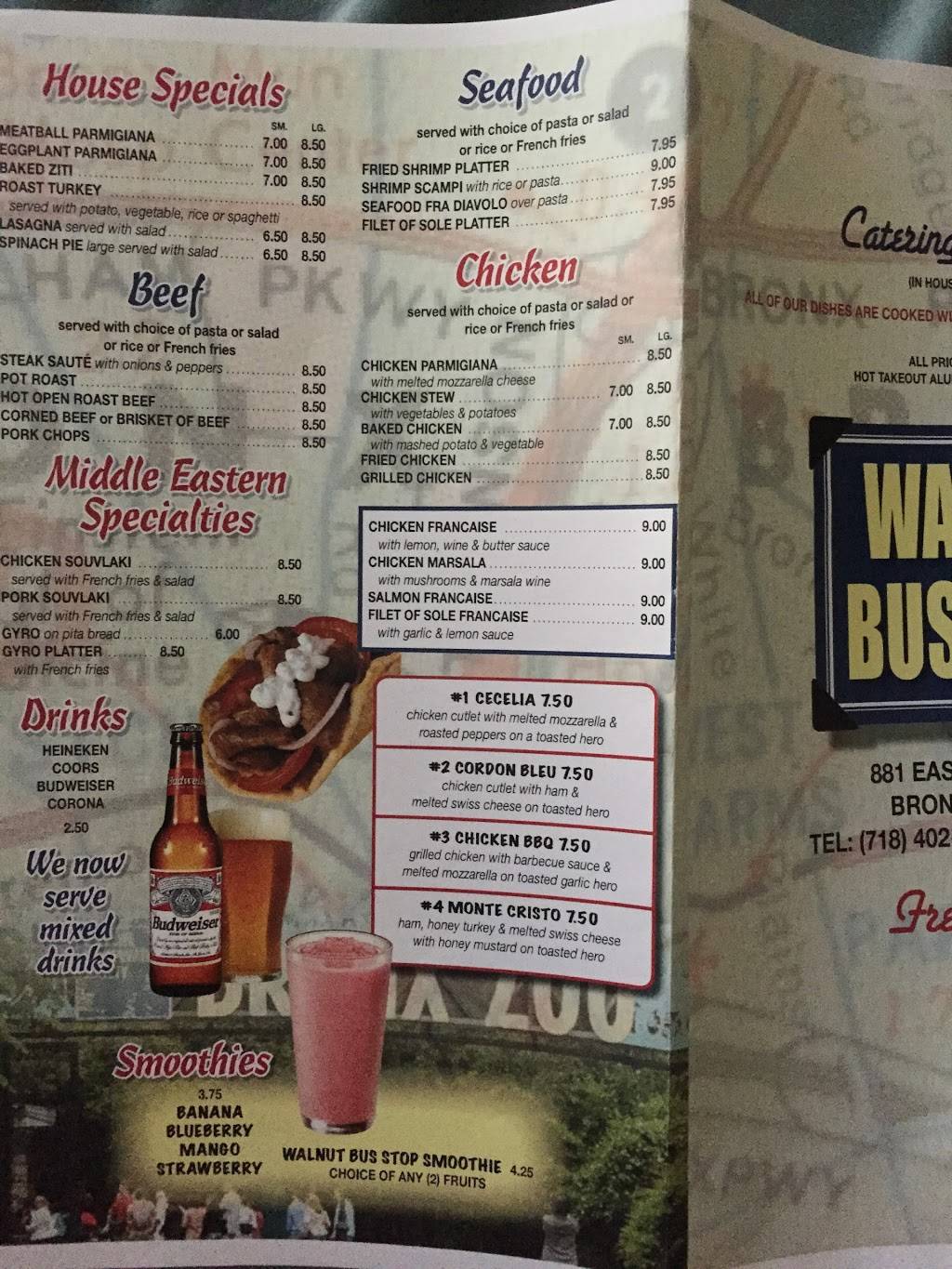 Walnut Bus Stop | restaurant | 881 E 134th St, Bronx, NY 10454, USA | 7184027048 OR +1 718-402-7048