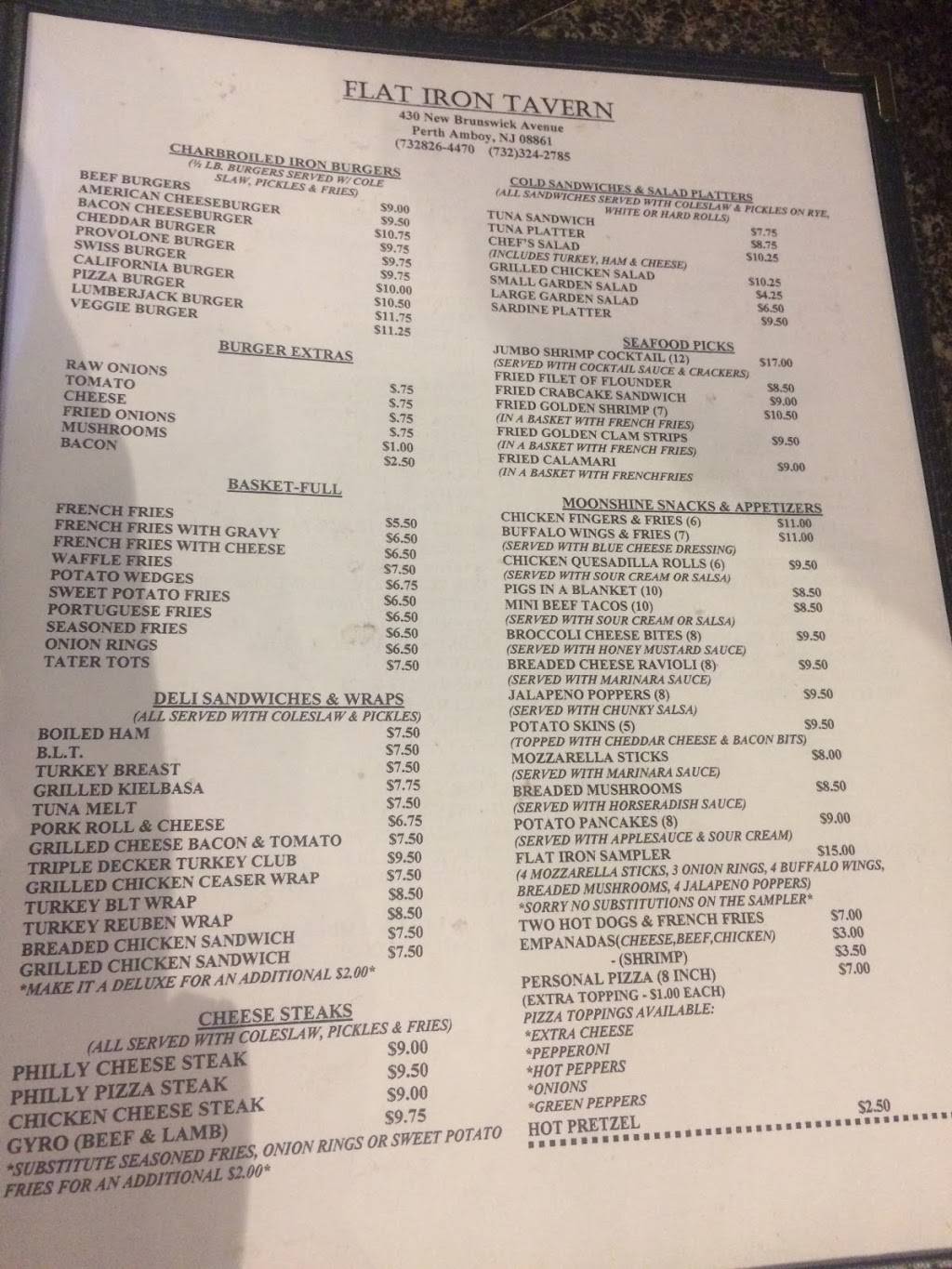 Flat Iron Tavern | restaurant | 430 New Brunswick Ave, Perth Amboy, NJ 08861, USA | 7328264470 OR +1 732-826-4470
