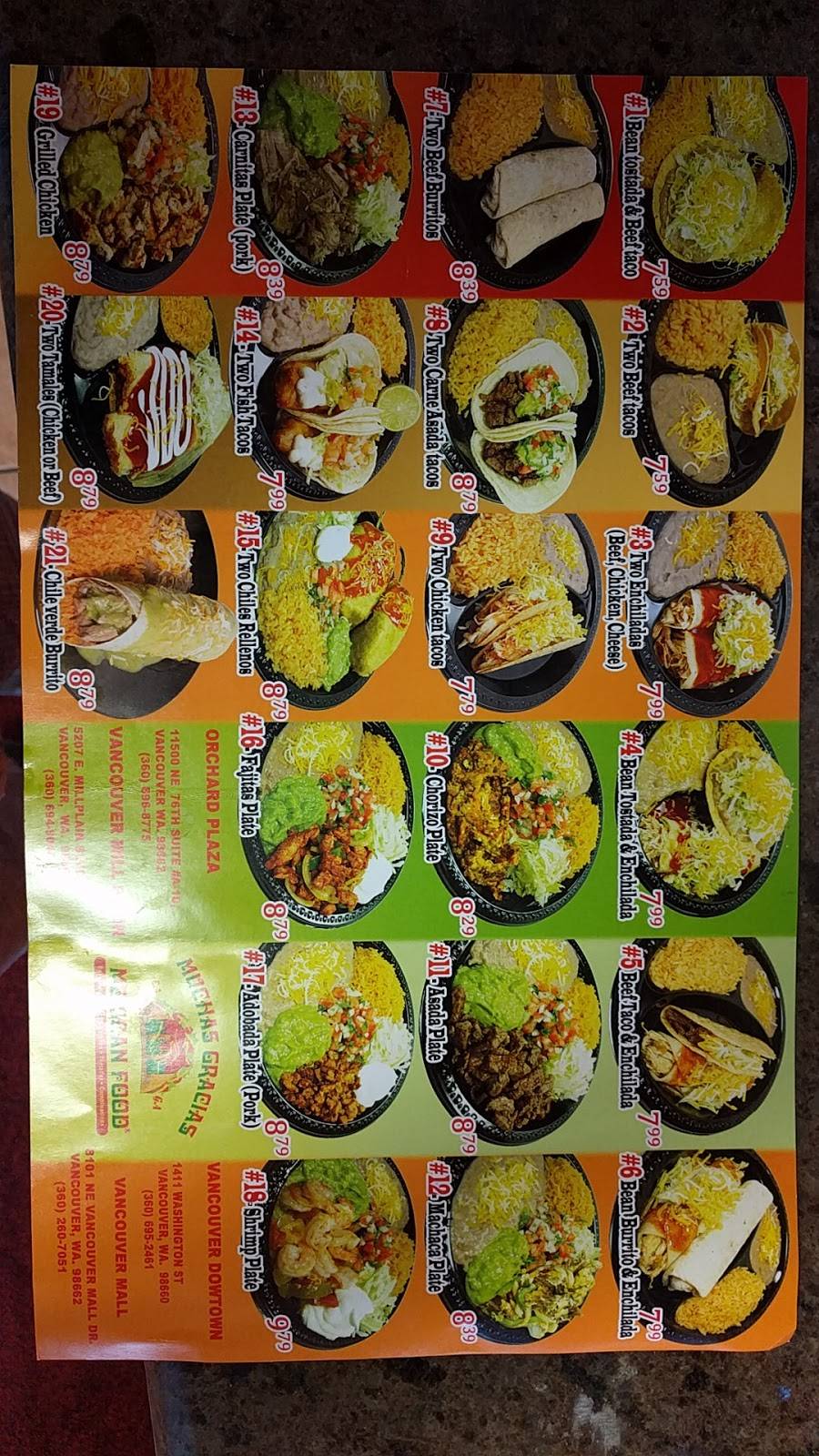 Muchas Gracias Mexican Food | restaurant | 1411 Washington St, Vancouver, WA 98660, USA | 3606952461 OR +1 360-695-2461