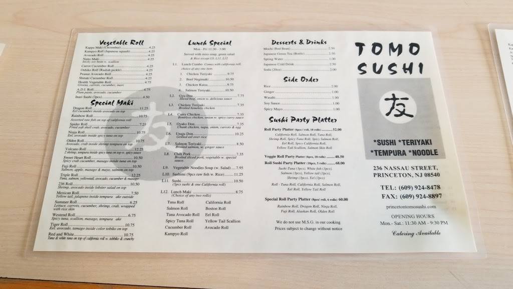Tomo Sushi | restaurant | 236 Nassau St, Princeton, NJ 08540, USA | 6099248478 OR +1 609-924-8478