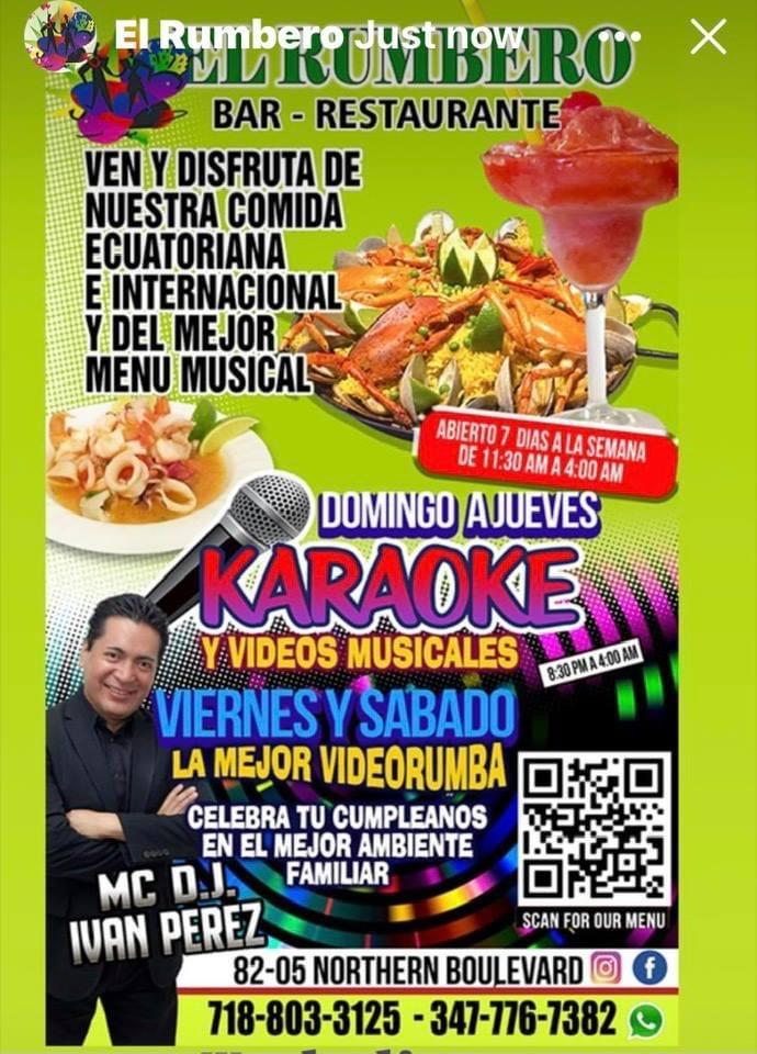 El Rumbero | restaurant | 8205 Northern Blvd, Flushing, NY 11372, USA | 7188033125 OR +1 718-803-3125