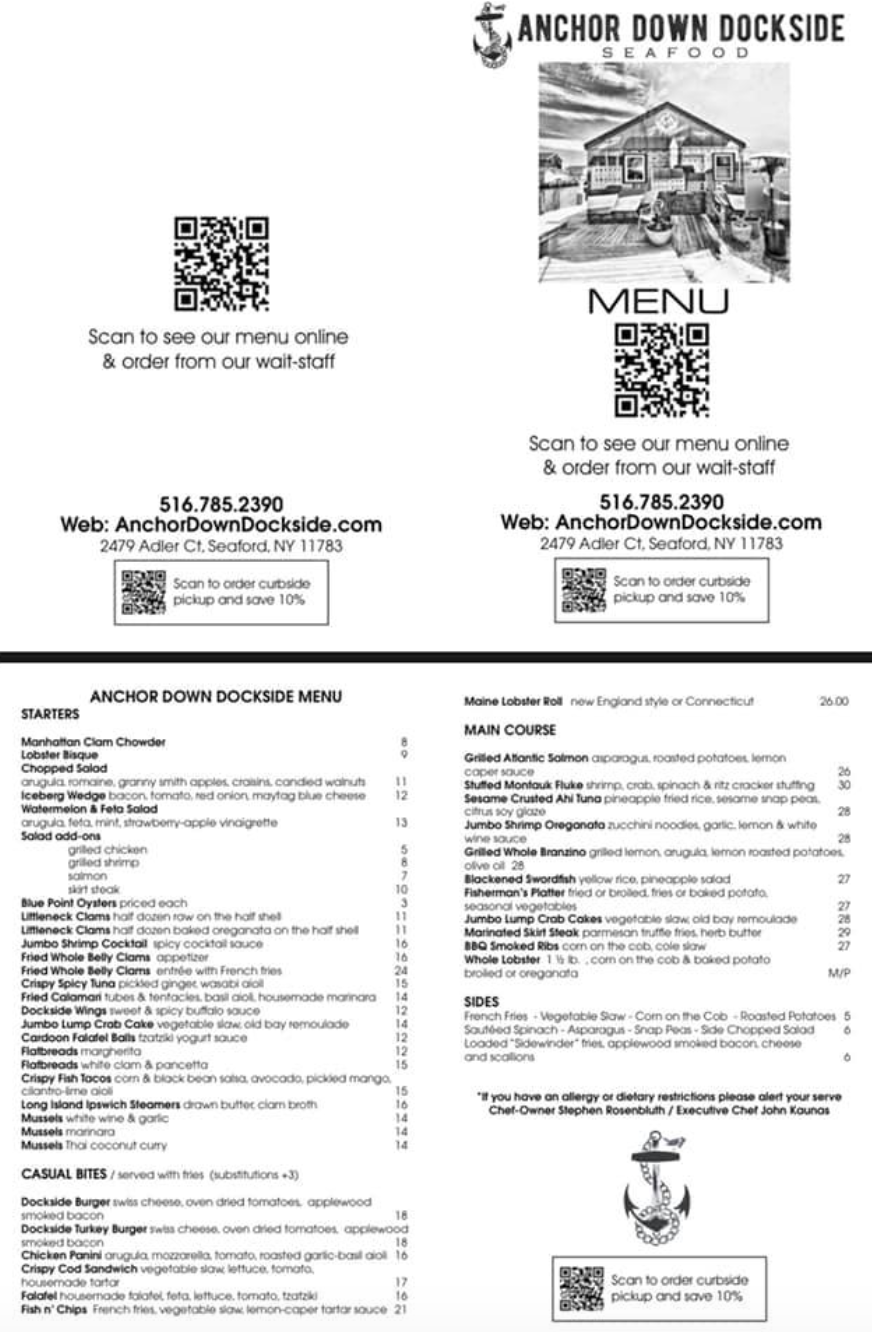 Anchor Down Dockside | restaurant | 2479 Adler Ct, Seaford, NY 11783, USA | 5167852390 OR +1 516-785-2390