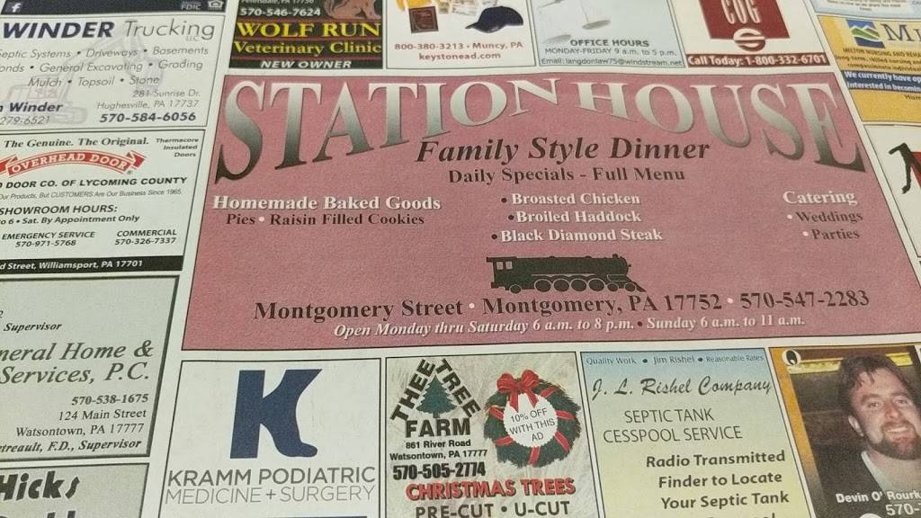 Station House | restaurant | 44 Montgomery St, Montgomery, PA 17752, USA | 5705472283 OR +1 570-547-2283