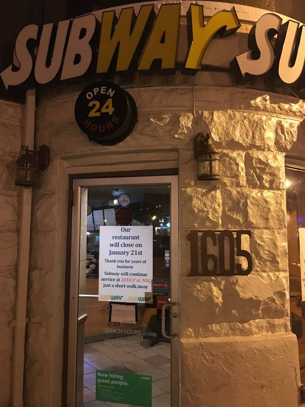 Subway | meal takeaway | 1605 Connecticut Ave NW, Washington, DC 20009, USA | 2023191004 OR +1 202-319-1004