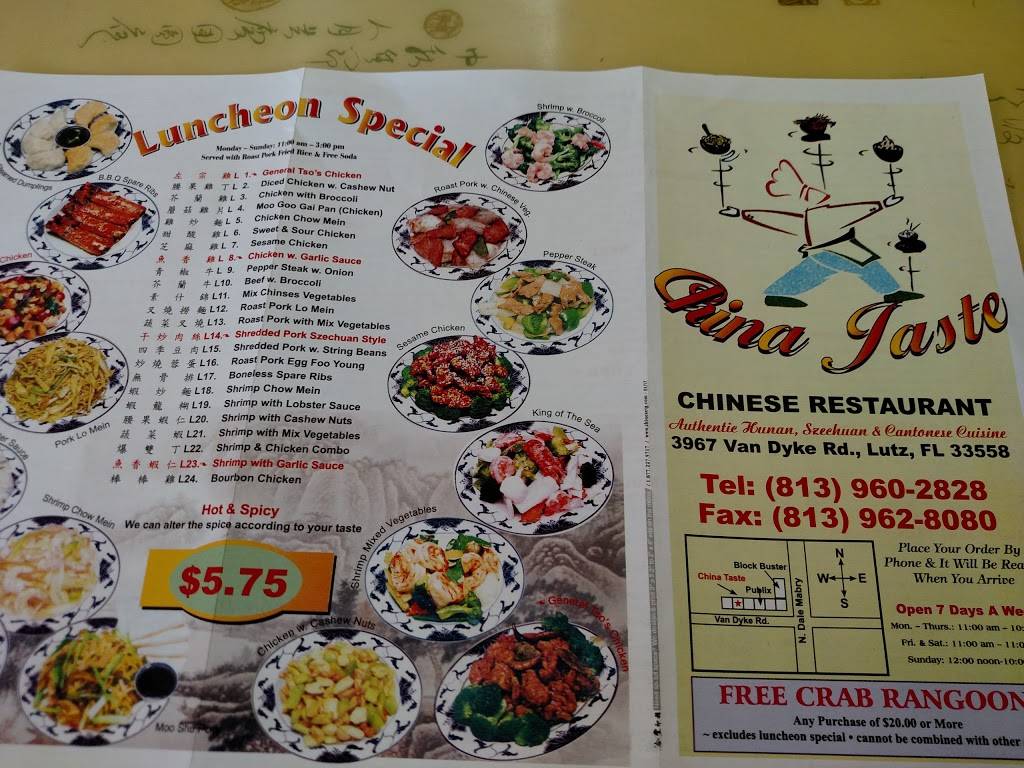 China Taste | restaurant | 3967 Van Dyke Rd, Lutz, FL 33558, USA | 8139602828 OR +1 813-960-2828