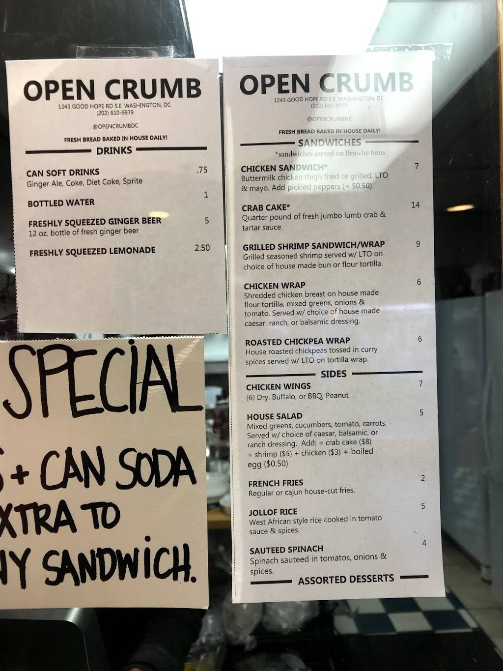 Open Crumb | restaurant | 1243 Good Hope Rd SE, Washington, DC 20020, USA | 2026109979 OR +1 202-610-9979
