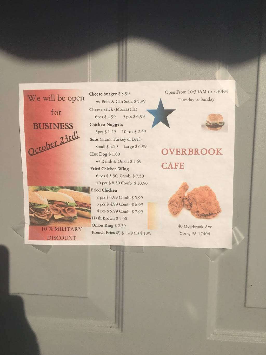 Overbrook Cafe | restaurant | 40 Overbrook Ave, York, PA 17404, USA | 2238483198 OR +1 223-848-3198