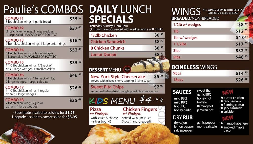 Paulies Wings & Donairs | restaurant | 30 Rymal Rd E, Hamilton, ON L9B 1T7, Canada | 9055745757 OR +1 905-574-5757