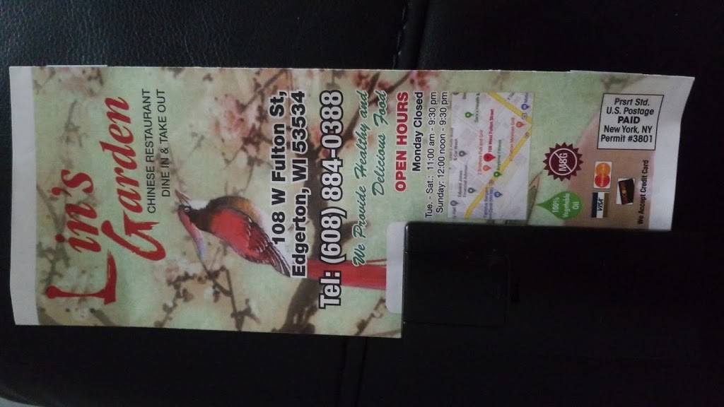 Lins Garden Chinese Restaurant | restaurant | 108 W Fulton St, Edgerton, WI 53534, USA | 6088840388 OR +1 608-884-0388