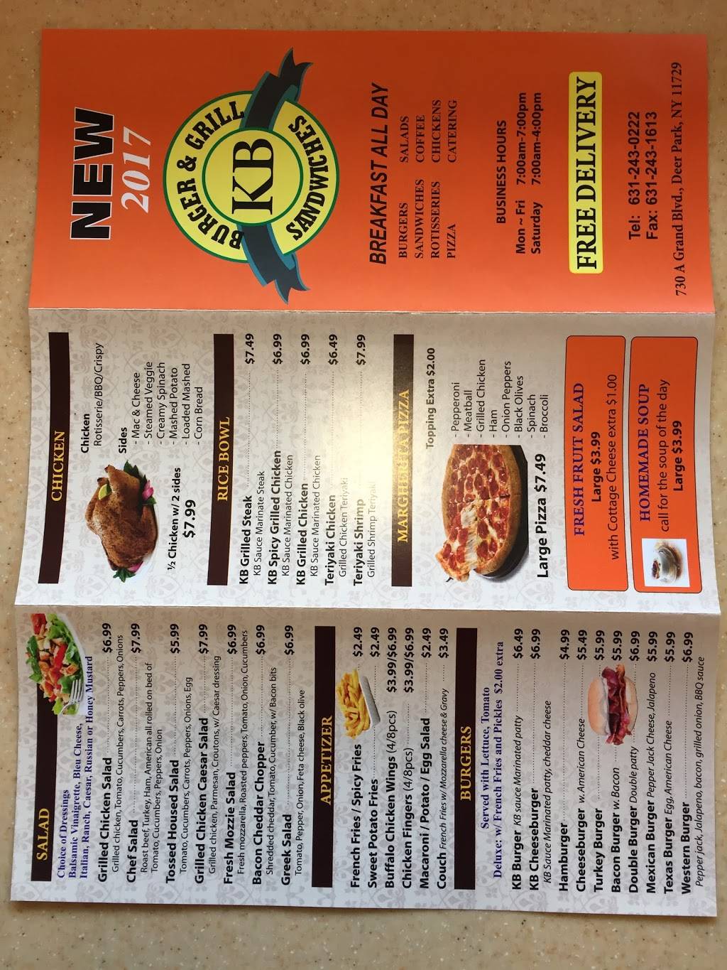 KB Deli & Hot Bagels | restaurant | 730 Grand Blvd, Deer Park, NY 11729, USA | 6312430222 OR +1 631-243-0222