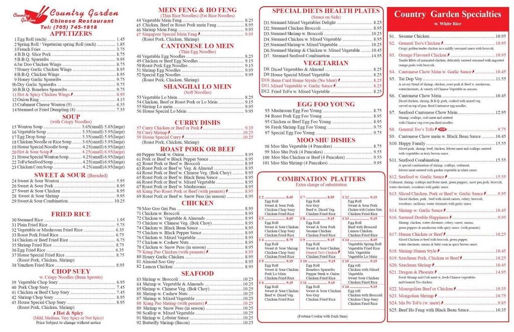 Country Garden | restaurant | 400 Lansdowne St E, Peterborough, ON K9J 6X9, Canada | 7057451818 OR +1 705-745-1818