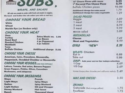 The Corner Sub Shop | restaurant | 3420 Perry Hwy, New Castle, PA 16101, USA | 7242026326 OR +1 724-202-6326