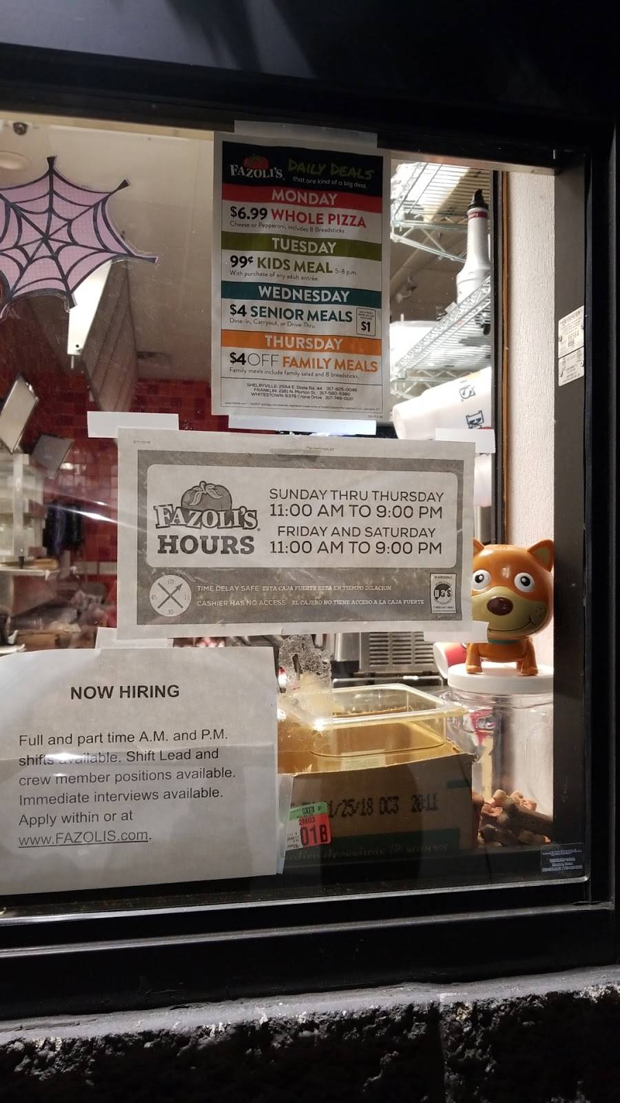 Fazolis | restaurant | 6378 Crane Dr, Whitestown, IN 46075, USA | 3177490110 OR +1 317-749-0110