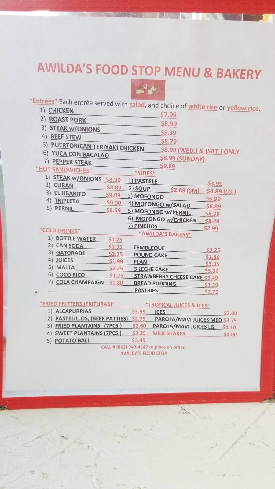 Awildas Food Stop | restaurant | 3290 Cypress Gardens Rd, Winter Haven, FL 33884, USA | 8638758081 OR +1 863-875-8081