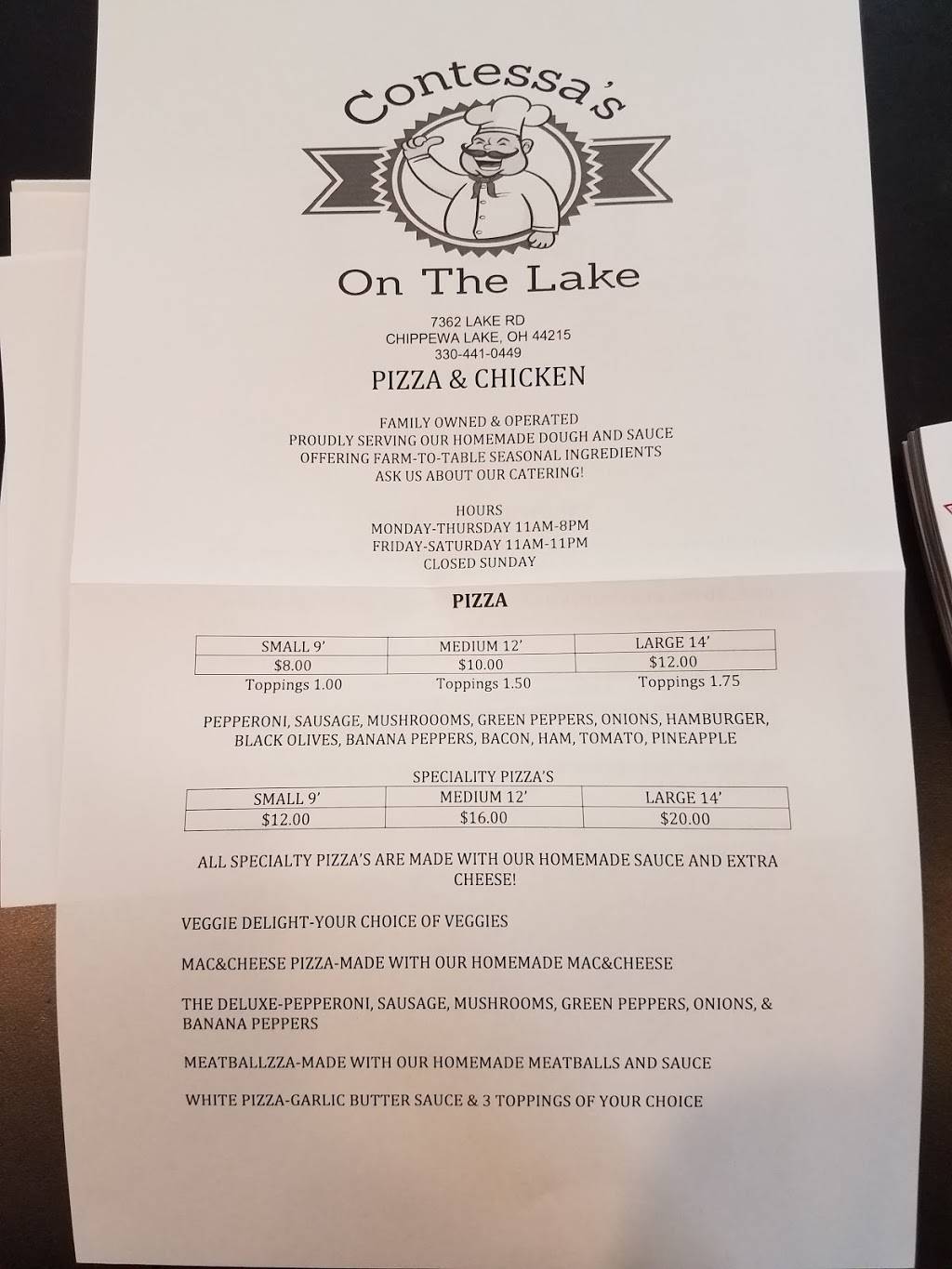 Contessas On The Lake | restaurant | 7364 Lake Rd, Chippewa Lake, OH 44215, USA | 3304410449 OR +1 330-441-0449