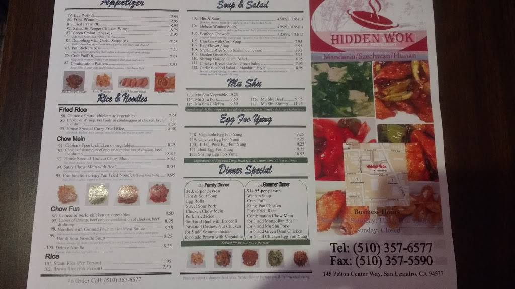 Hidden Wok | restaurant | 4815, 145 Pelton Center Way, San Leandro, CA 94577, USA | 5108264518 OR +1 510-826-4518
