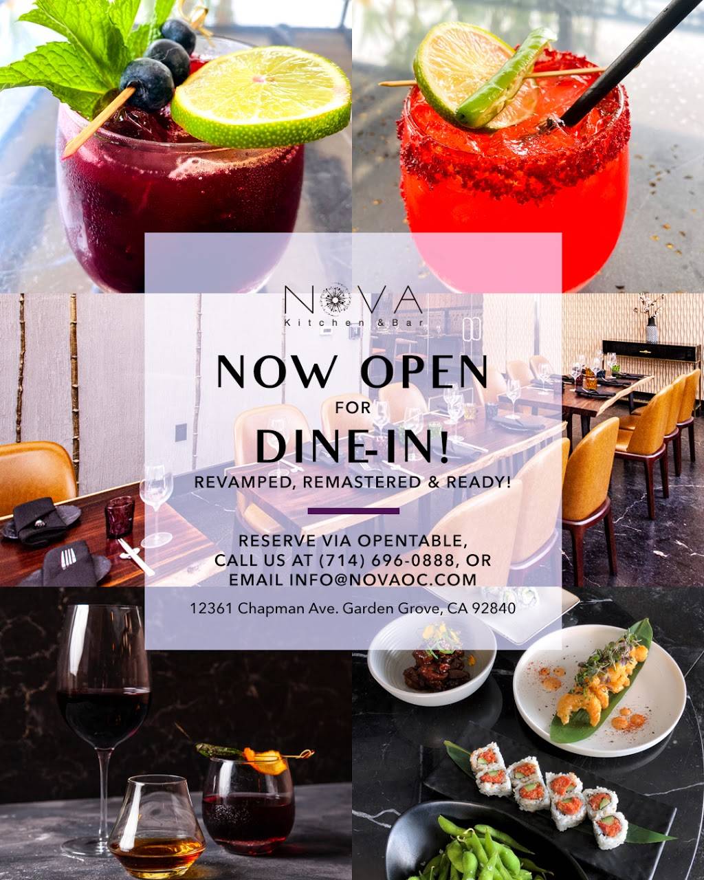 NOVA Kitchen & Bar | restaurant | 12361 Chapman Ave, Garden Grove, CA 92840, USA | 7146960888 OR +1 714-696-0888