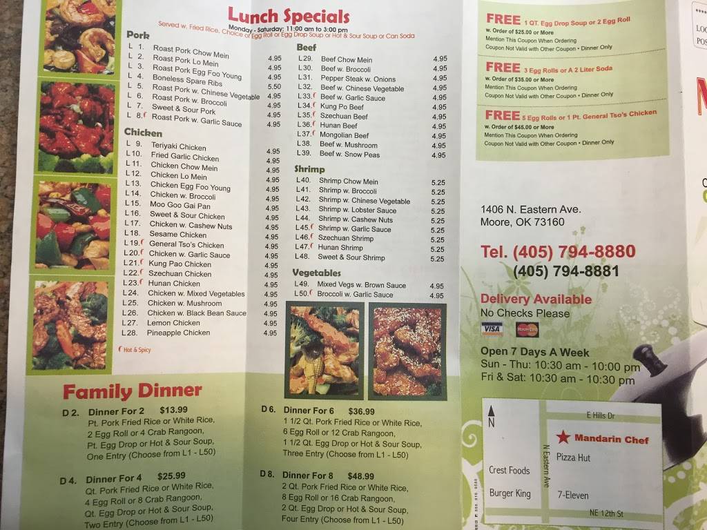 Mandarin Chef | restaurant | 1406 N Eastern Ave, Moore, OK 73160, USA | 4057948880 OR +1 405-794-8880