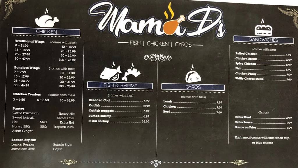 Mama Ds Fish Chicken and Gyros | restaurant | 1800 Wabash Avenue 19th and, Wabash Ave, Terre Haute, IN 47807, USA | 8122620038 OR +1 812-262-0038