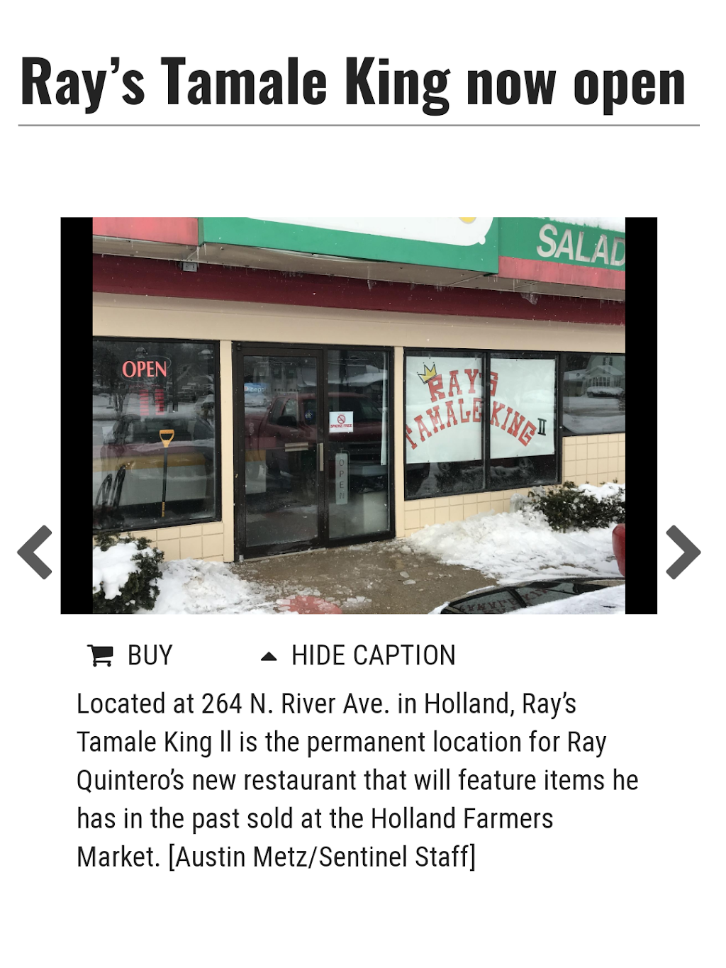 Rays Tamale King | restaurant | 264 N River Ave, Holland, MI 49424, USA | 6162988765 OR +1 616-298-8765