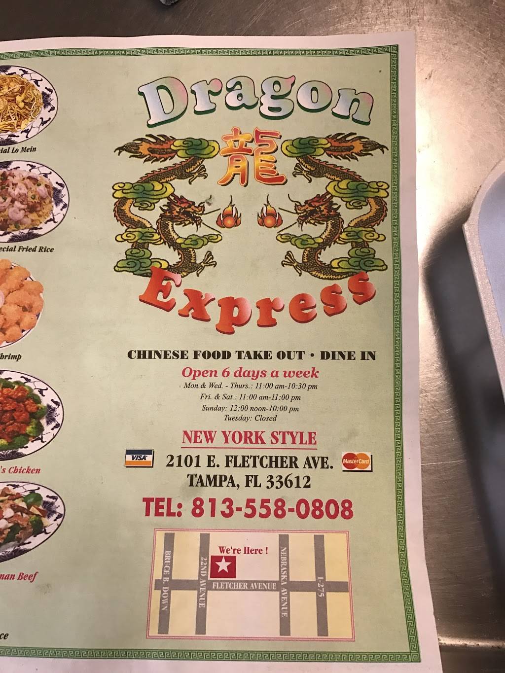 Dragon Express | restaurant | 2101 E Fletcher Ave, Tampa, FL 33612, USA | 8135580808 OR +1 813-558-0808