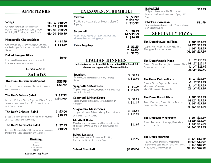 The Pizza Den Of The Forest | restaurant | 14389 FL-40, Silver Springs, FL 34488, USA | 3526250899 OR +1 352-625-0899