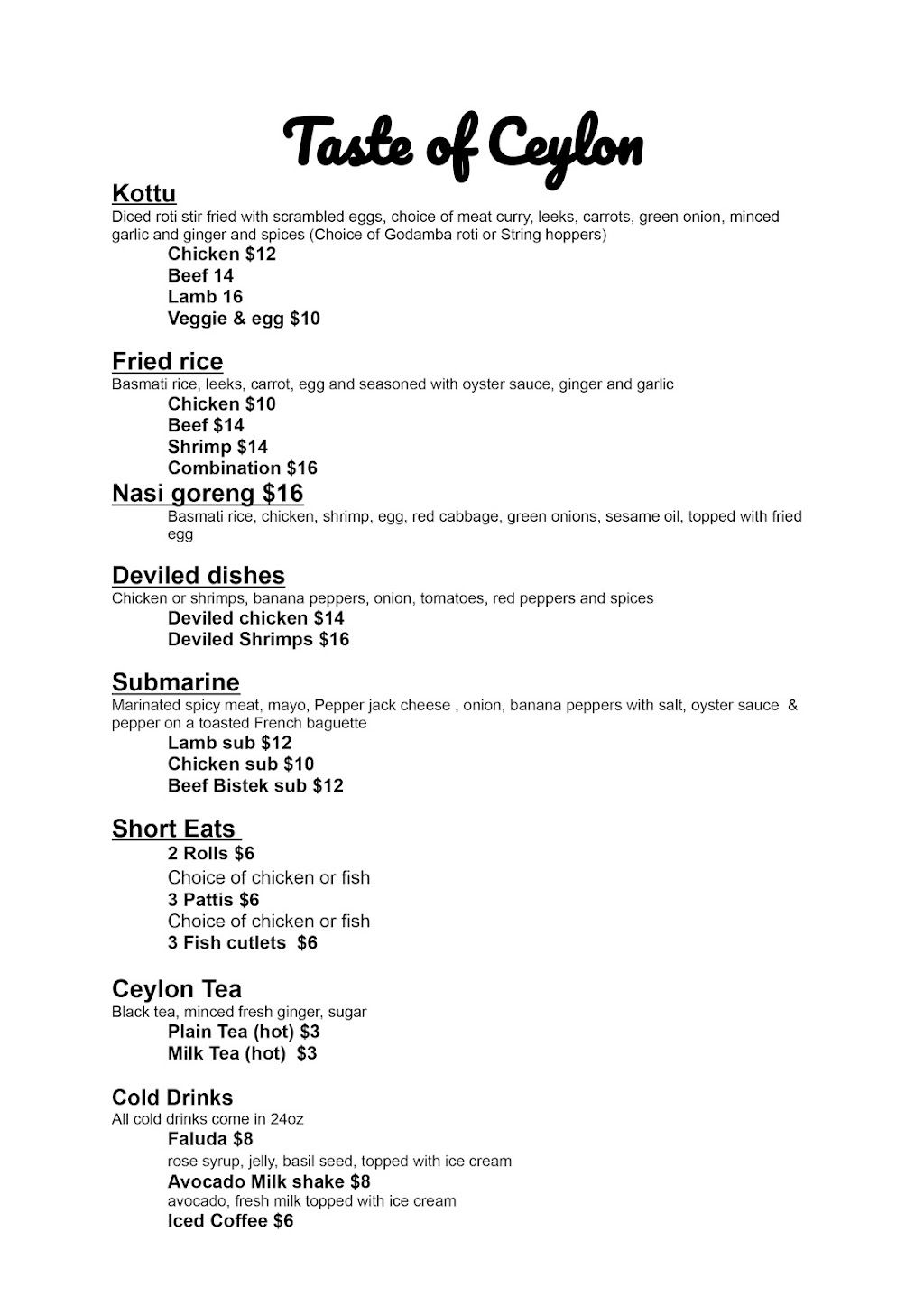 Taste of Ceylon | restaurant | 6496 Medical Center St suit 102, Las Vegas, NV 89148, USA | 7026604427 OR +1 702-660-4427