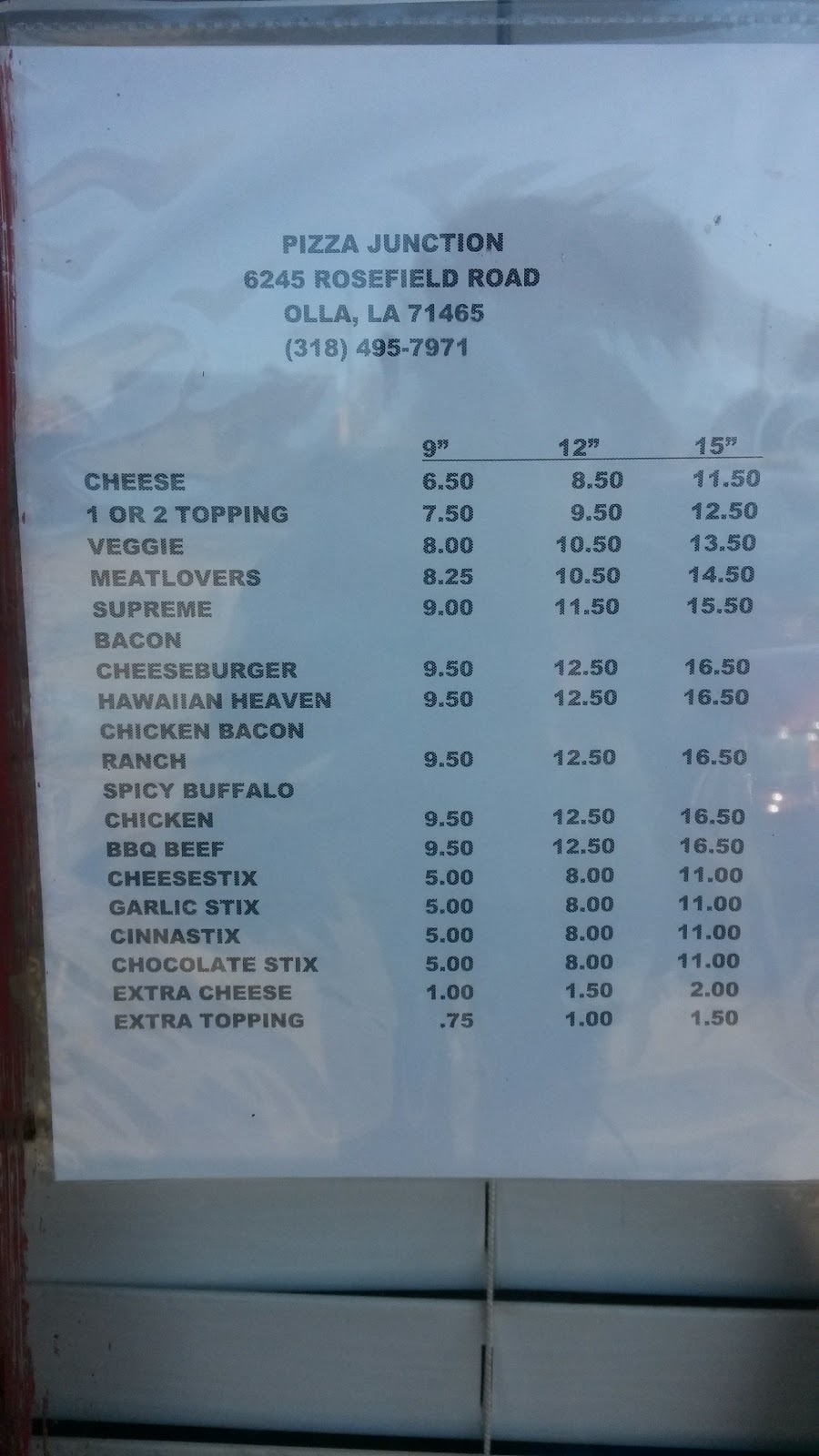 Pizza Junction | restaurant | 6245 Rosefield Rd, Olla, LA 71465, USA | 3184957971 OR +1 318-495-7971
