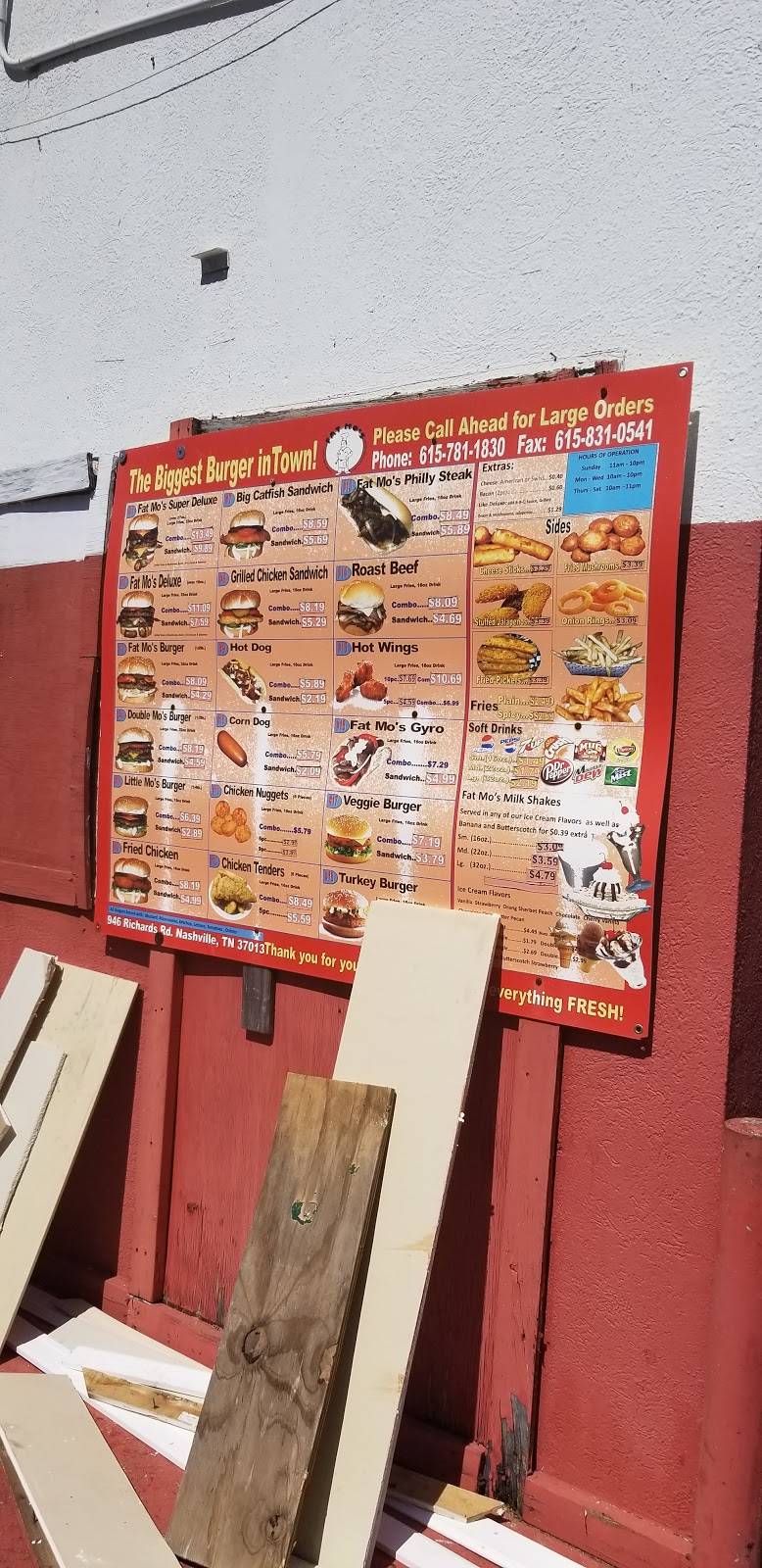 Fat Mos Burgers | restaurant | 946 Richards Rd, Antioch, TN 37013, USA | 6157811830 OR +1 615-781-1830