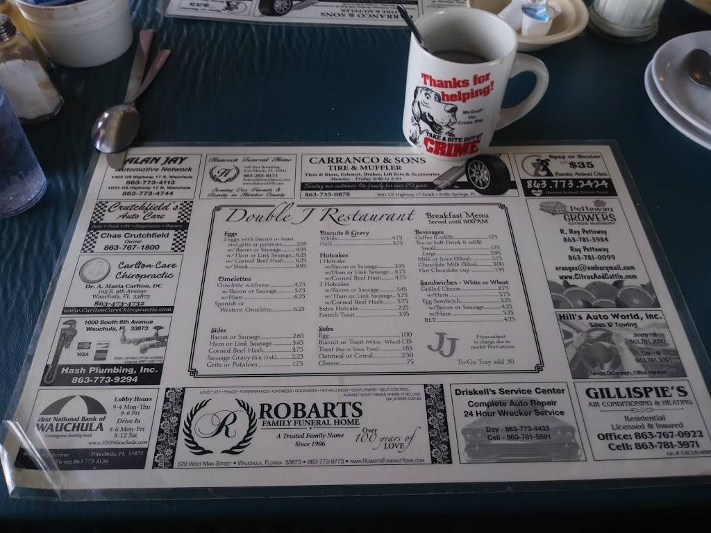 Double J Restaurant | restaurant | 1341 US-17, Wauchula, FL 33873, USA | 8637670771 OR +1 863-767-0771