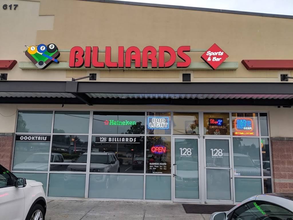 128th Billiards | restaurant | 617 128th St SW #101, Everett, WA 98204, USA | 4253223729 OR +1 425-322-3729
