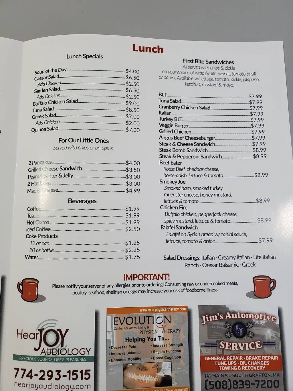 First bite cafe | restaurant | 156 Main St, South Grafton, MA 01560, USA | 7742934363 OR +1 774-293-4363