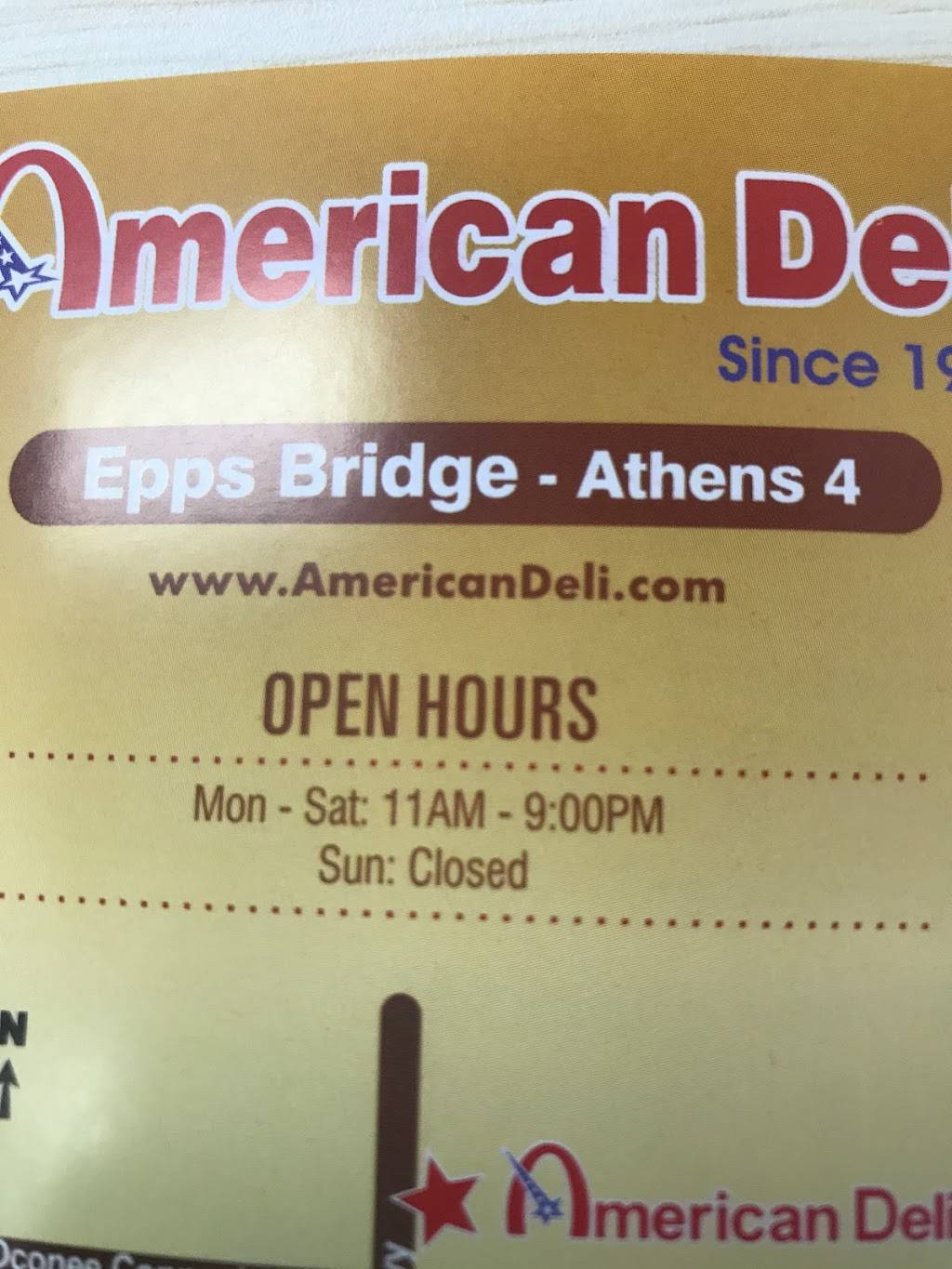 American Deli | restaurant | 1880 Epps Bridge Pkwy #108, Athens, GA 30606, USA | 7065407707 OR +1 706-540-7707